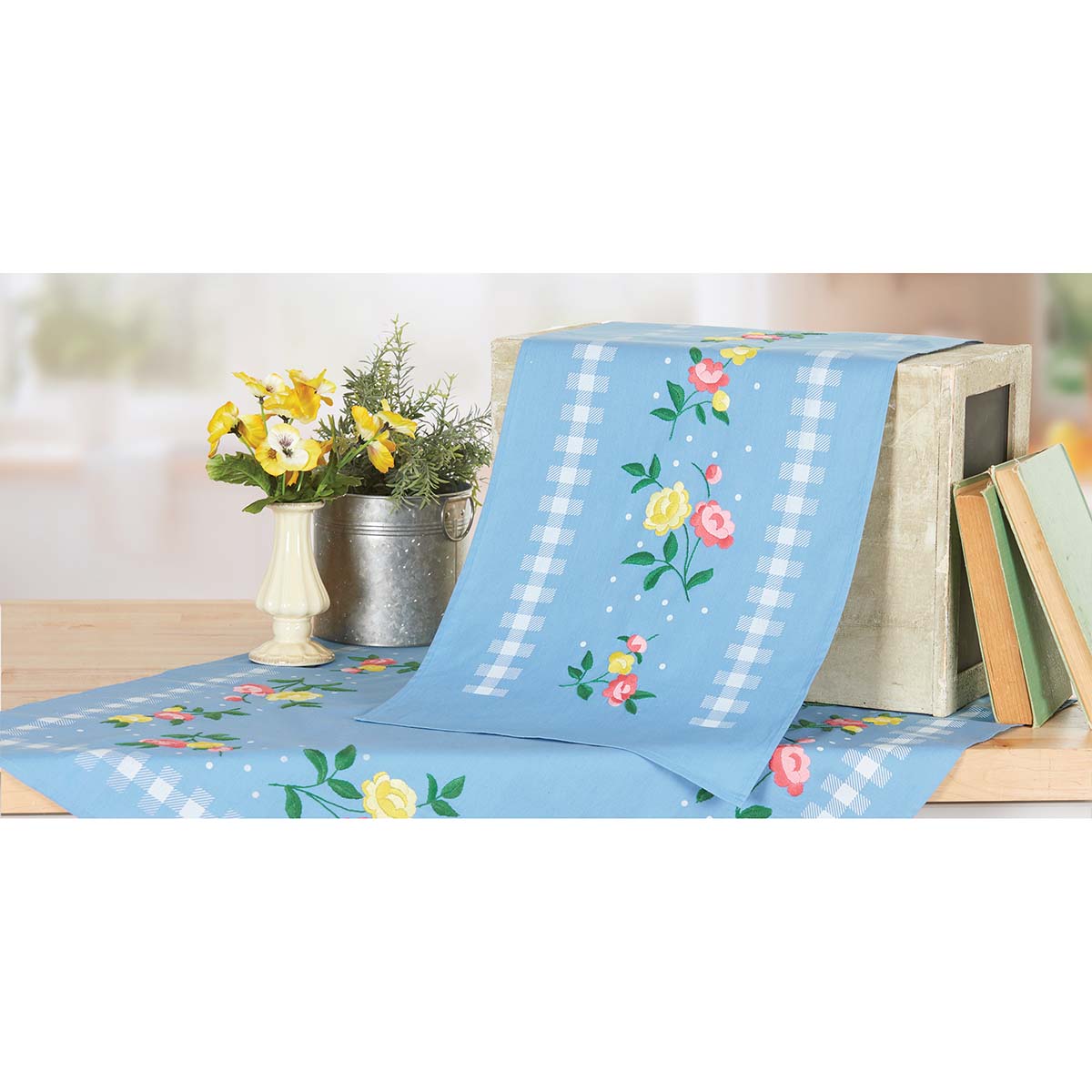 Herrschners  Farmhouse Table Runner Stamped Embroidery Kit