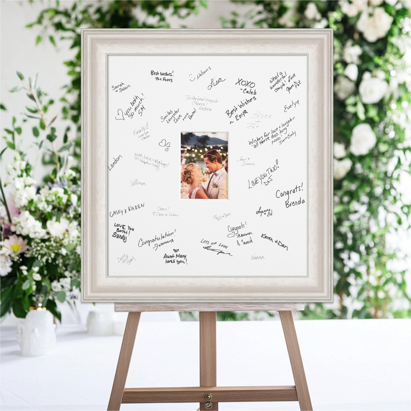 Trio Signature Mat Picture Frame, Photo Frame Wedding Guest Book Alternative, Autograph Picture Mat for Signature Board, Wedding Celebrations Graduations Support Encouragement or Retirement