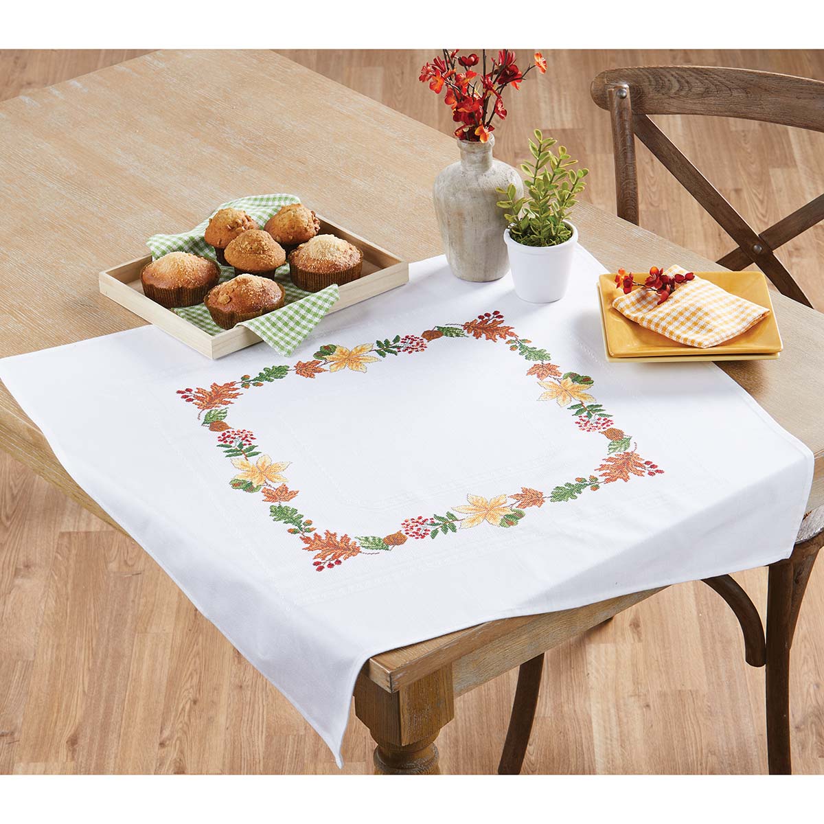 Herrschners Autumn Leaves Border Table Topper Counted Cross-Stitch Kit ...