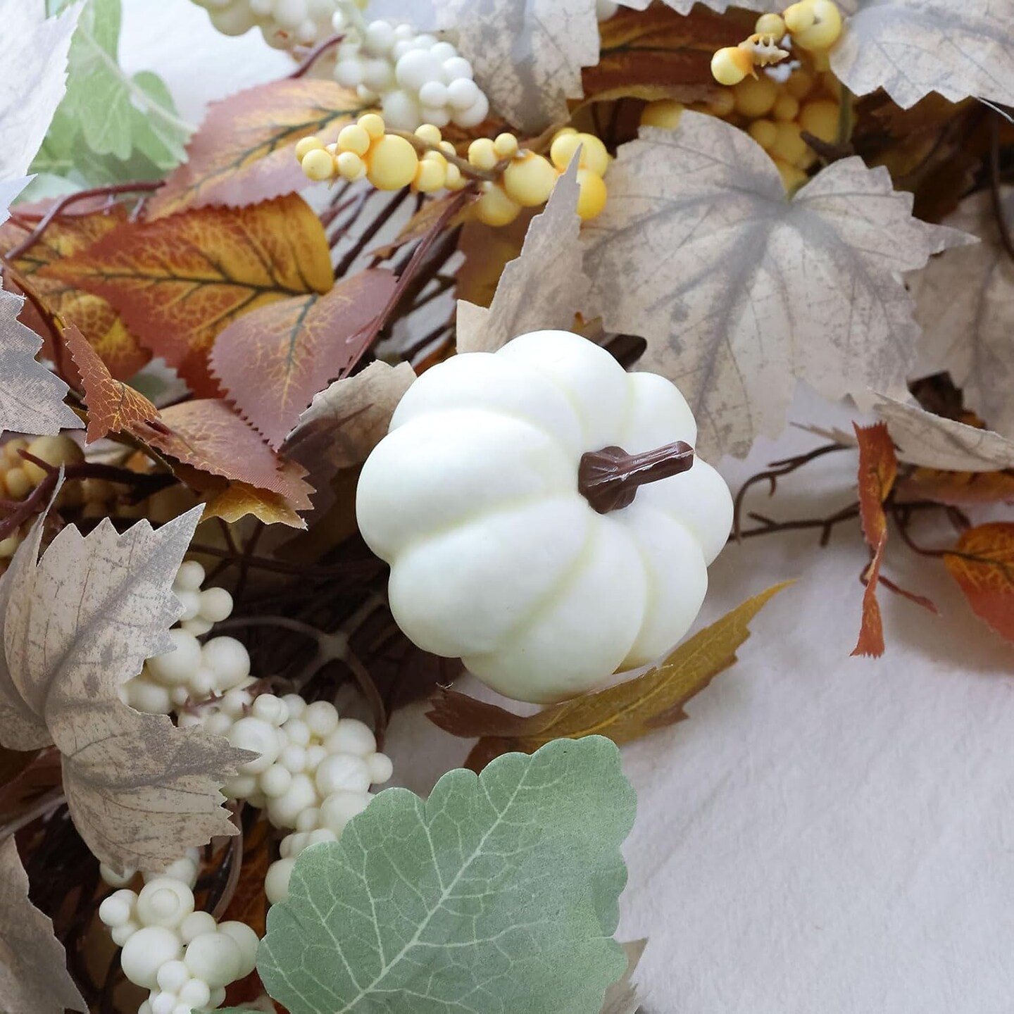 6FT Fall Maple Leaf & Pumpkin Garland – Autumn Vine Decoration for Thanksgiving, Halloween, Harvest, Home, Porch, Mantel, Fireplace, Indoor & Outdoor