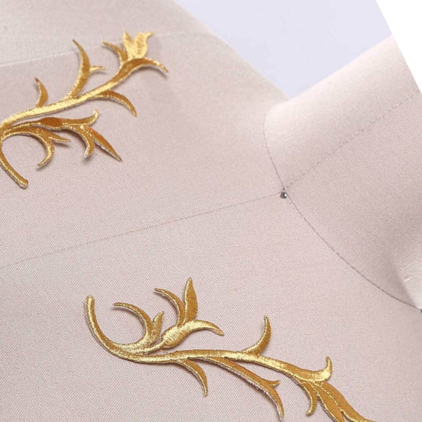 2 Pieces Gold Leaf Applique Embroidery Iron On Patches for Crafts and Costumes 5&#x22; in Length
