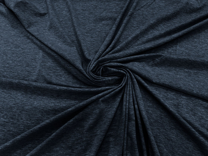 1 Yard Dark Denim Two Tone Cotton Spandex Jersey Knit Fabric Breathable, Stretchy & Lightweight 60" Width