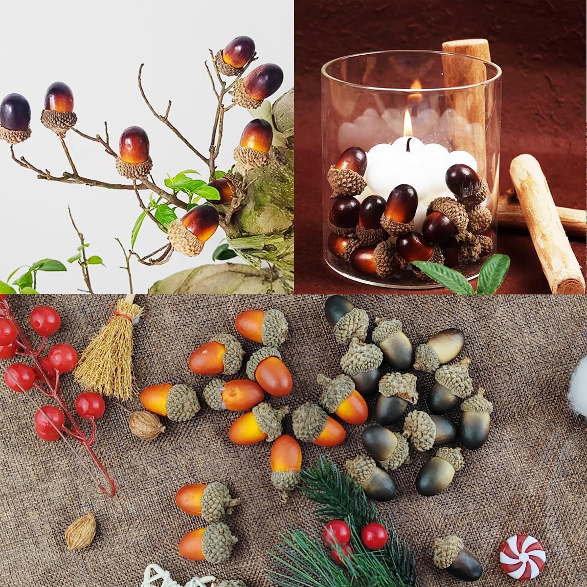 160PCS Artificial Acorns Home Vase Filler Decor