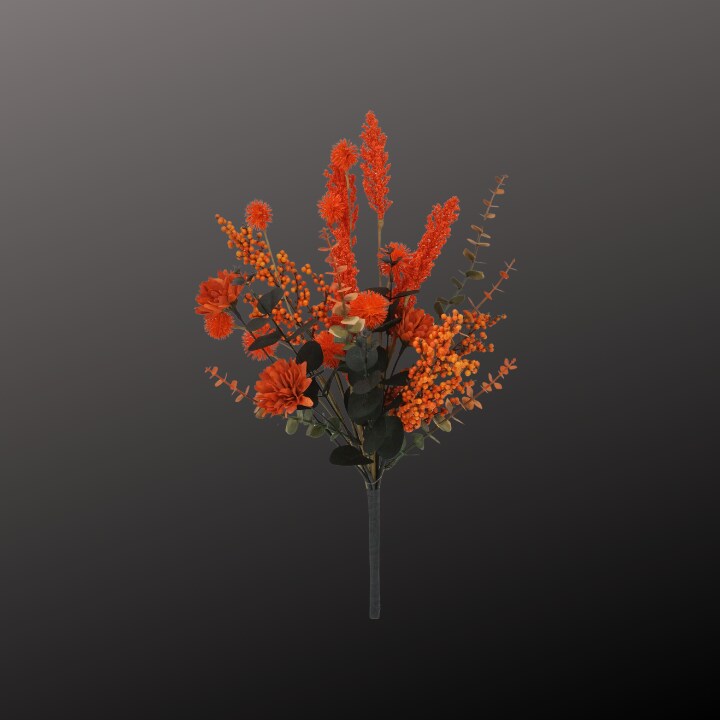 19&#x22; Artificial Orange Fall Mum and Berry Bush &#x2013; Autumn Floral Pick-65175-OR