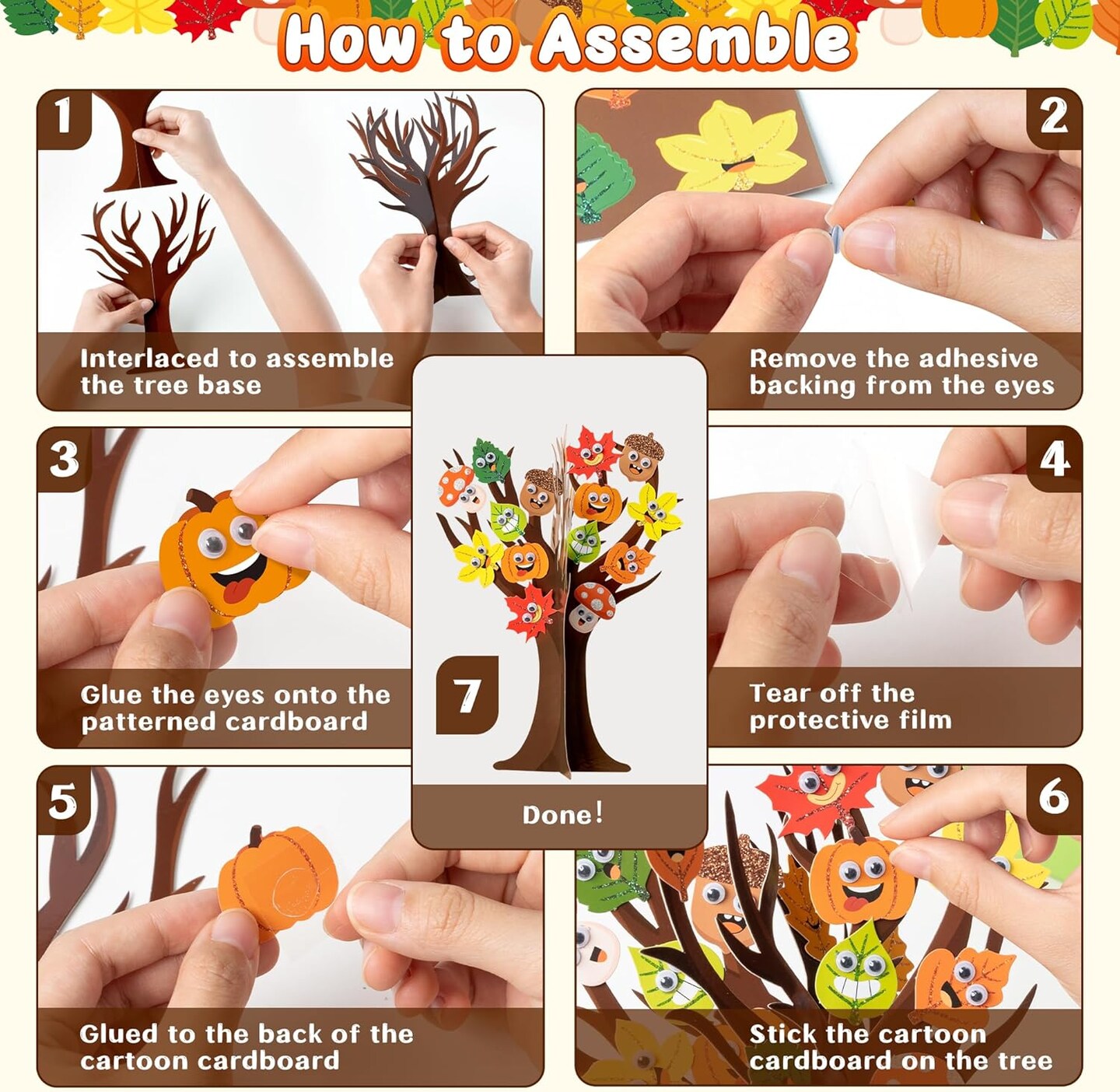 16Pcs Autumn Cartoon Maple Leaves-Fall Leaves Tree Craft Kits