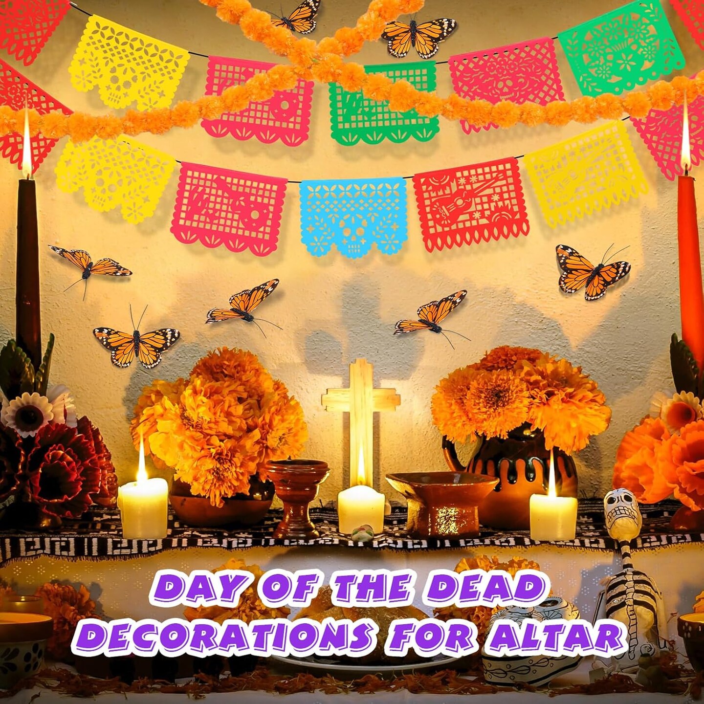 20 Pcs Dia De Los Muertos Ofrendas Altar Classic Kit (Orange)
