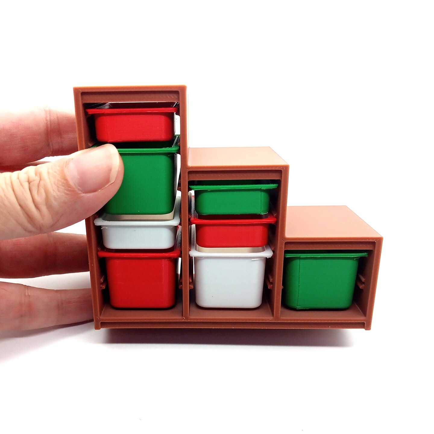Miniature Christmas Storage Shelf with Bins, Dollhouse Decor, Adorabilities