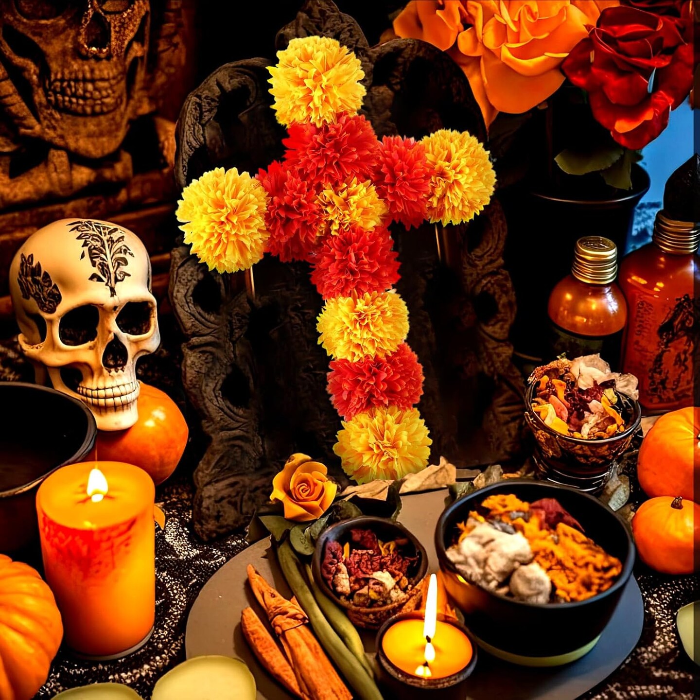 12 x 16 Inch Dia De Los Muertos Decorations (Orange and Yellow)