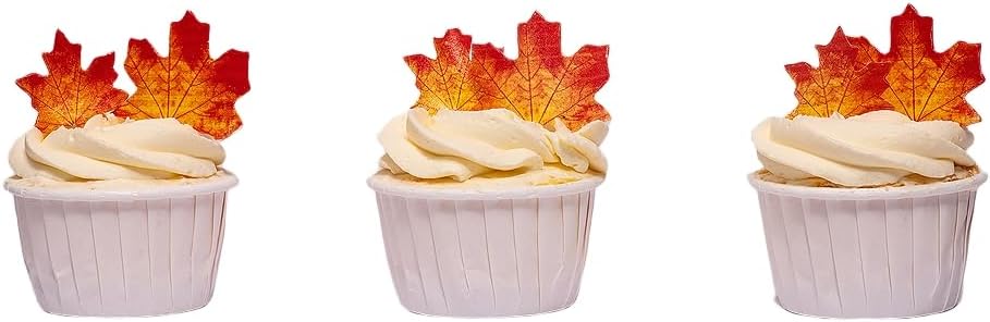 Edible Fall leaves Gold 90pcs Cupcake Toppers Autumn Maple Leaves (Gold Fall leaves90&#xFF08;2&#xFF09;)