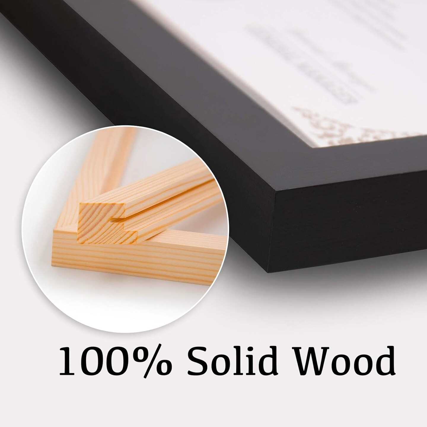 8x8 Picture Frames 4 PCS - Made of Solid Wood Covered by Plexiglass Display 4x4/6x6 with Mat or 8x8 without Mat, for Table Top Display and Wall Mounting Photo Frame Black