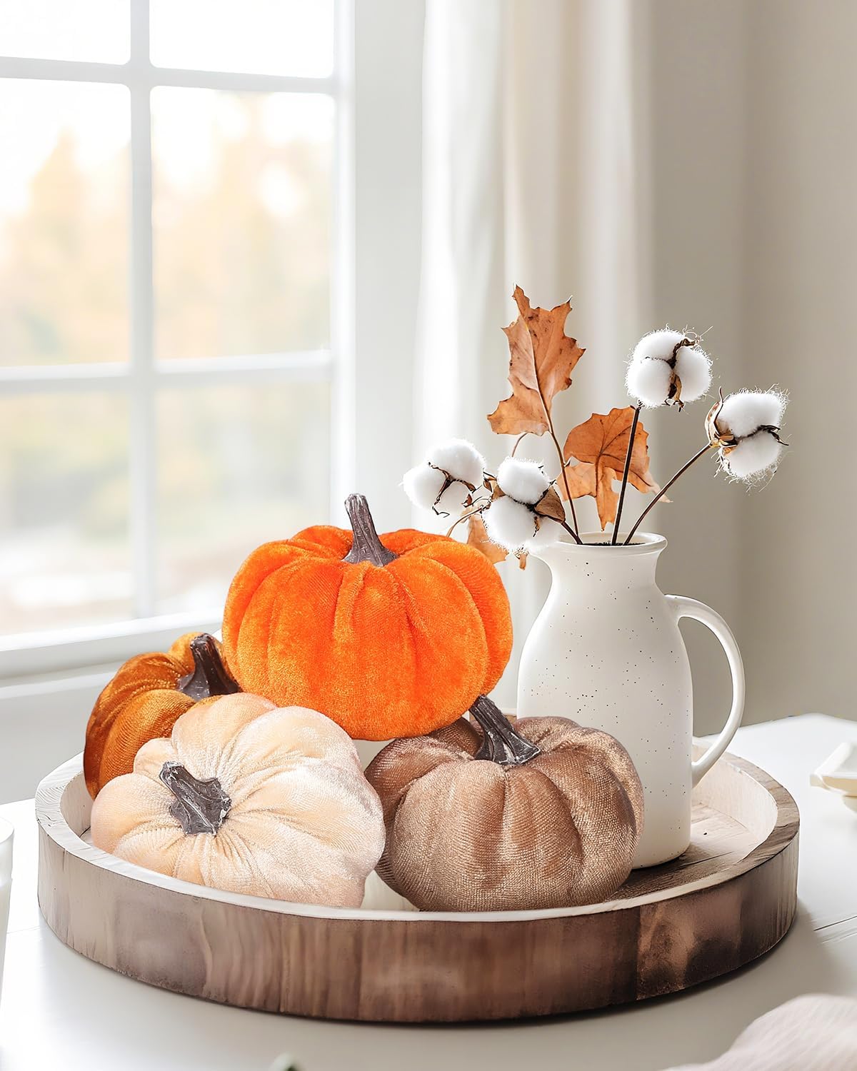 4PCS Artificial Velvet Fall Pumpkins (Small)