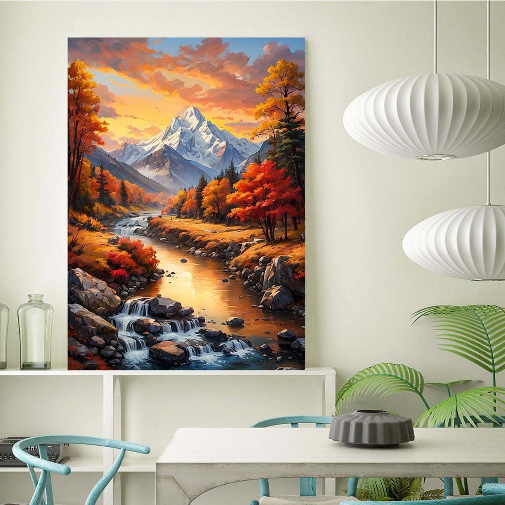 Diamond Painting Kits for Adults, Forest Landscape 5D DIY Diamond Art Kits Full Drill Diamond Dots for Gift Wall Decor and Relaxation Gem Arts 12x16 inch