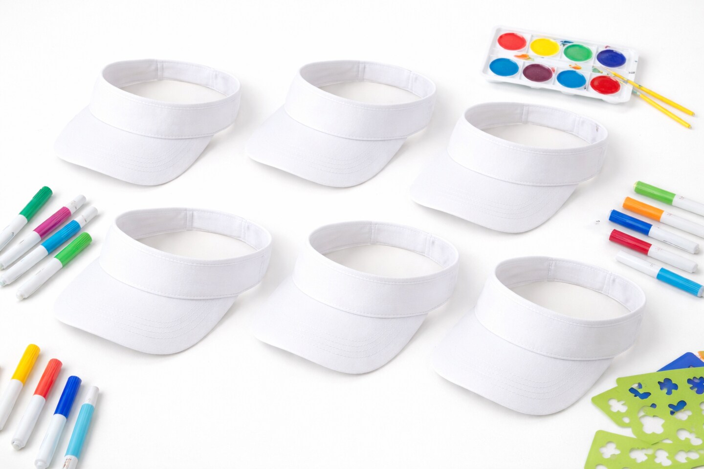 White Fabric Sun Visor for Kids Crafts, Paintable DIY Visor Hat for Classroom & Camp Projects