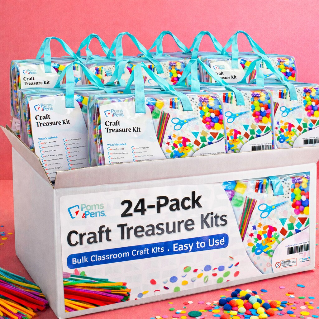 Mega Kids Arts & Crafts Supply Kits – Classroom Value Packs (3, 6, 12 or 24 Individual Kits)