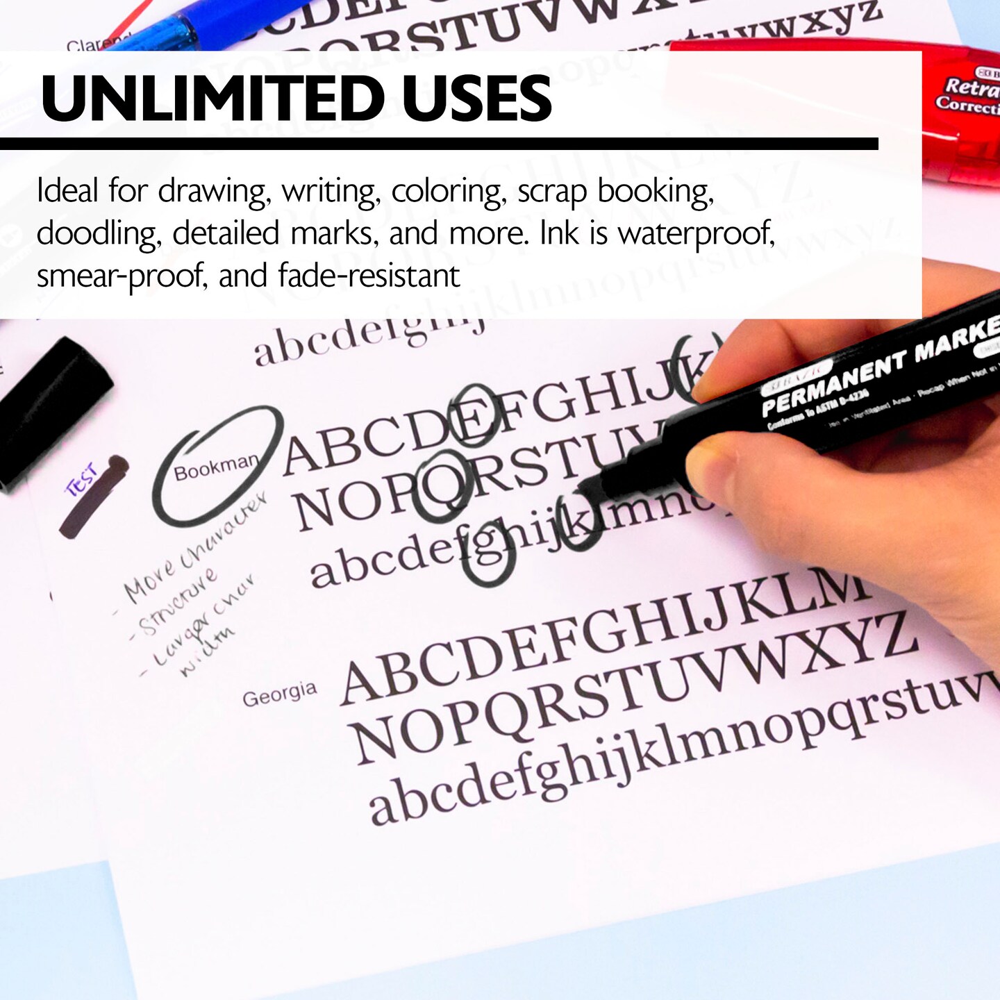 BAZIC Chisel Tip Jumbo Black Permanent Marker (3/Pack)