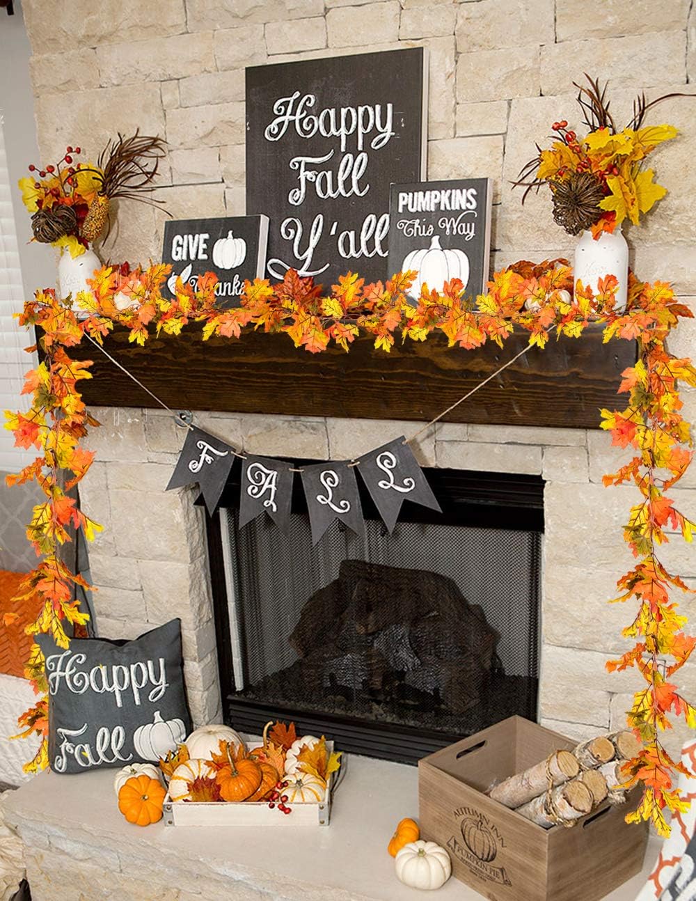 2 Pack Fall Garland Maple Leaf - Yellow