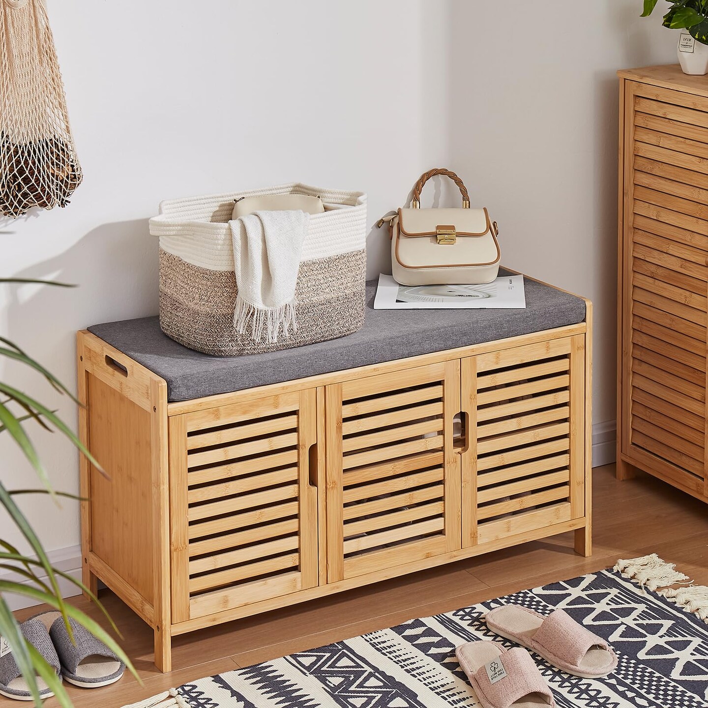 OIASKET Storage Baskets for Organizing, Woven Baskets for Shelves, Rectangle Decorative Organizer for Storage Clothes, Toy, Books, Towels Nursery Bins 3 Pack (Gradient Yellow)