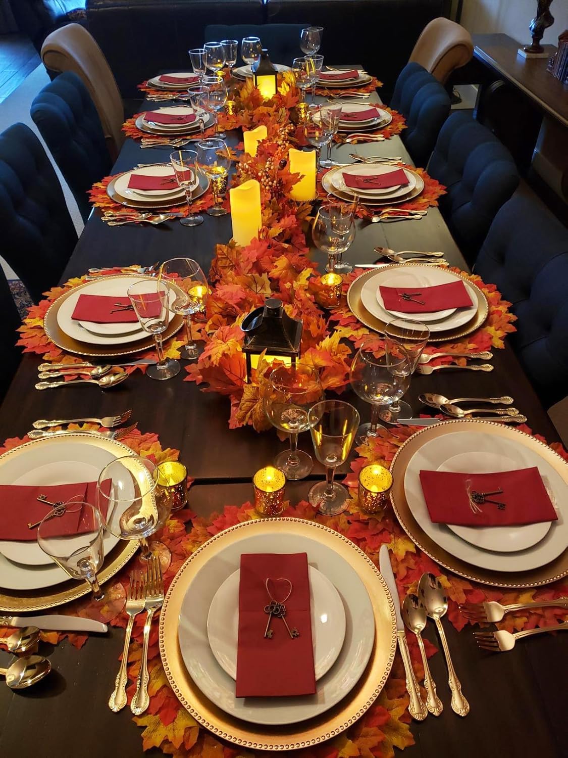 2 Pack Fall Leave Vines and Pumpkins Maple Garland