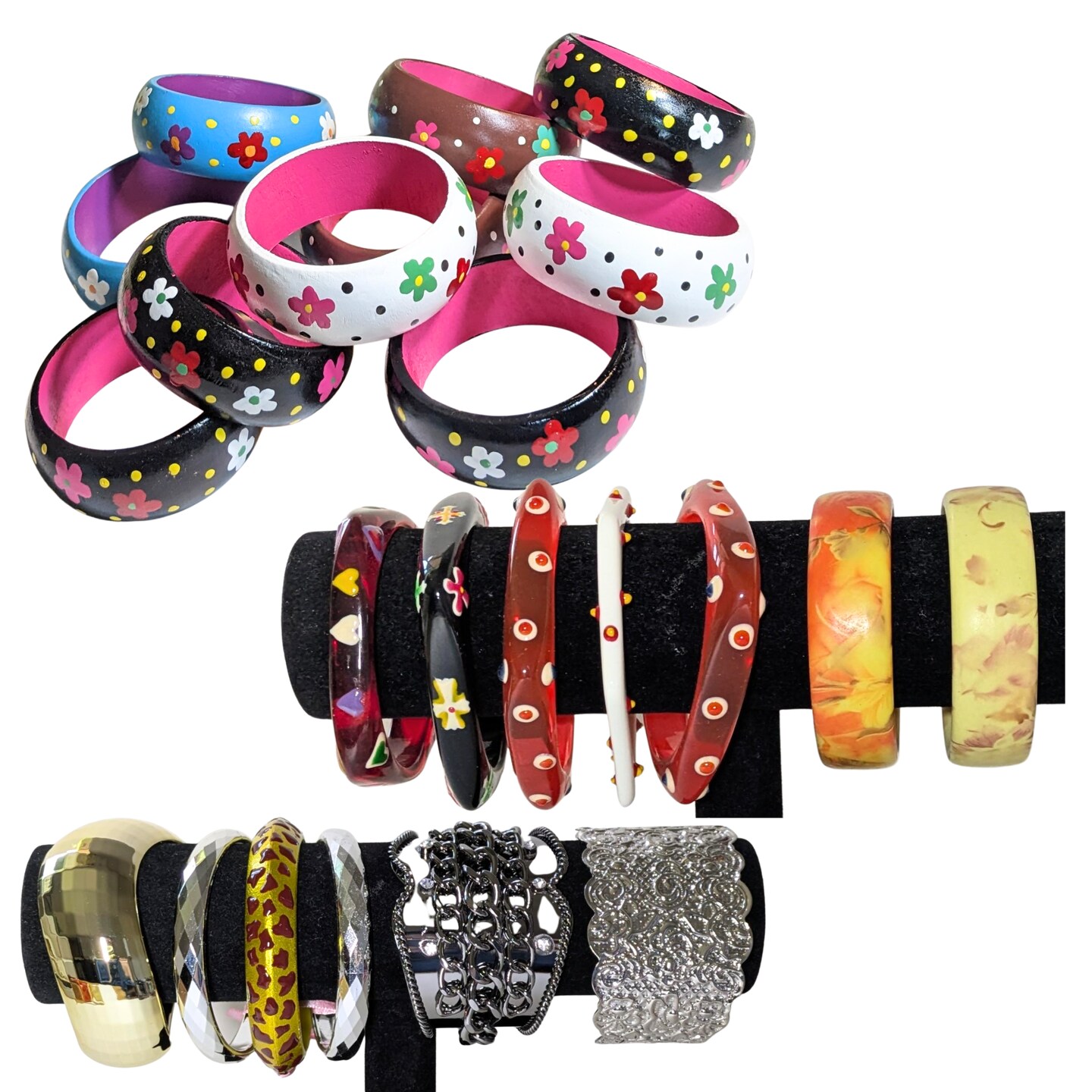 Plastic Bangles Bulk, Wood Bangles Set, Assorted Bangles for Women