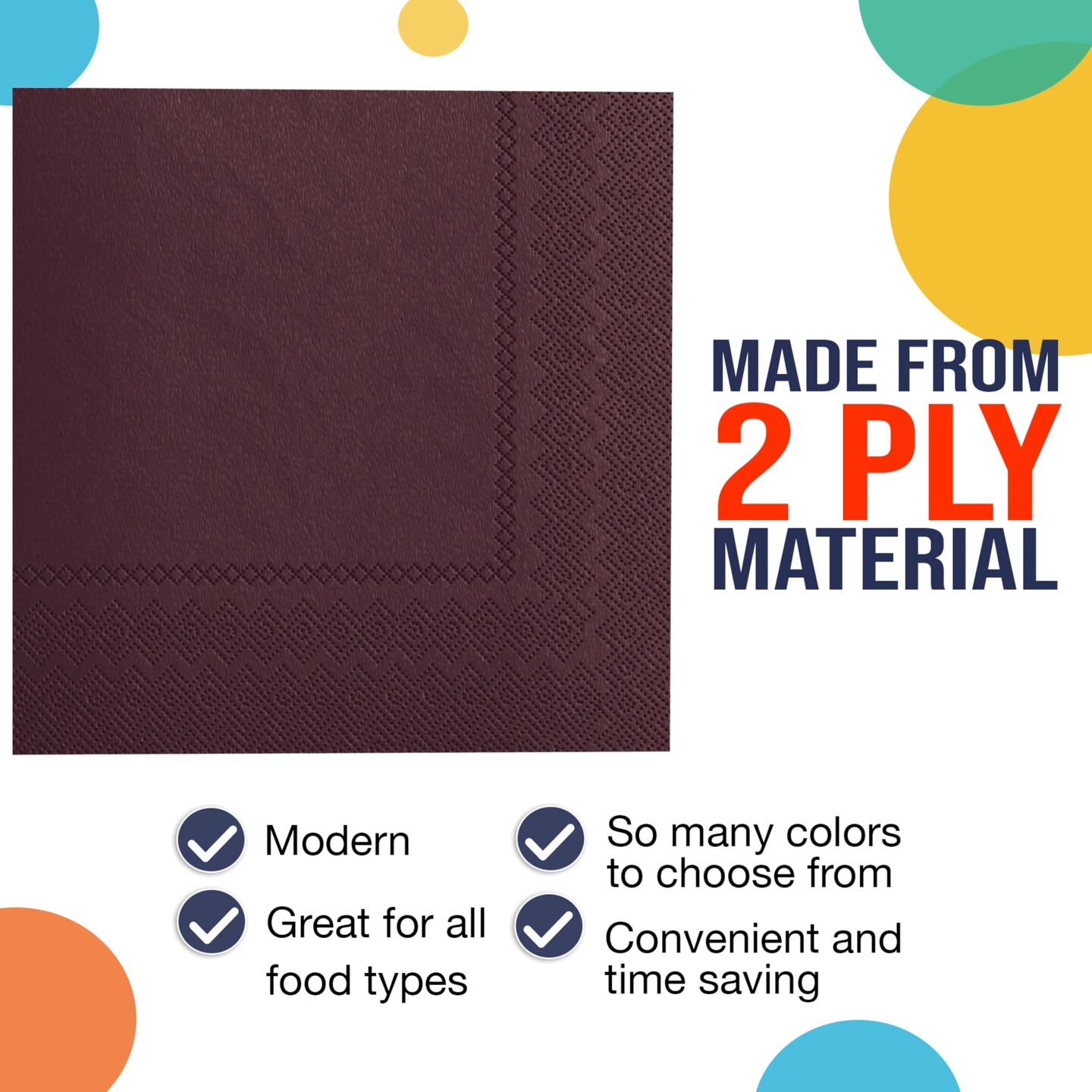 Party Solids Paper Napkins Disposable Everyday 100 Pcs 2 Ply Napkins Paper Everyday For Parties & Party Supplies