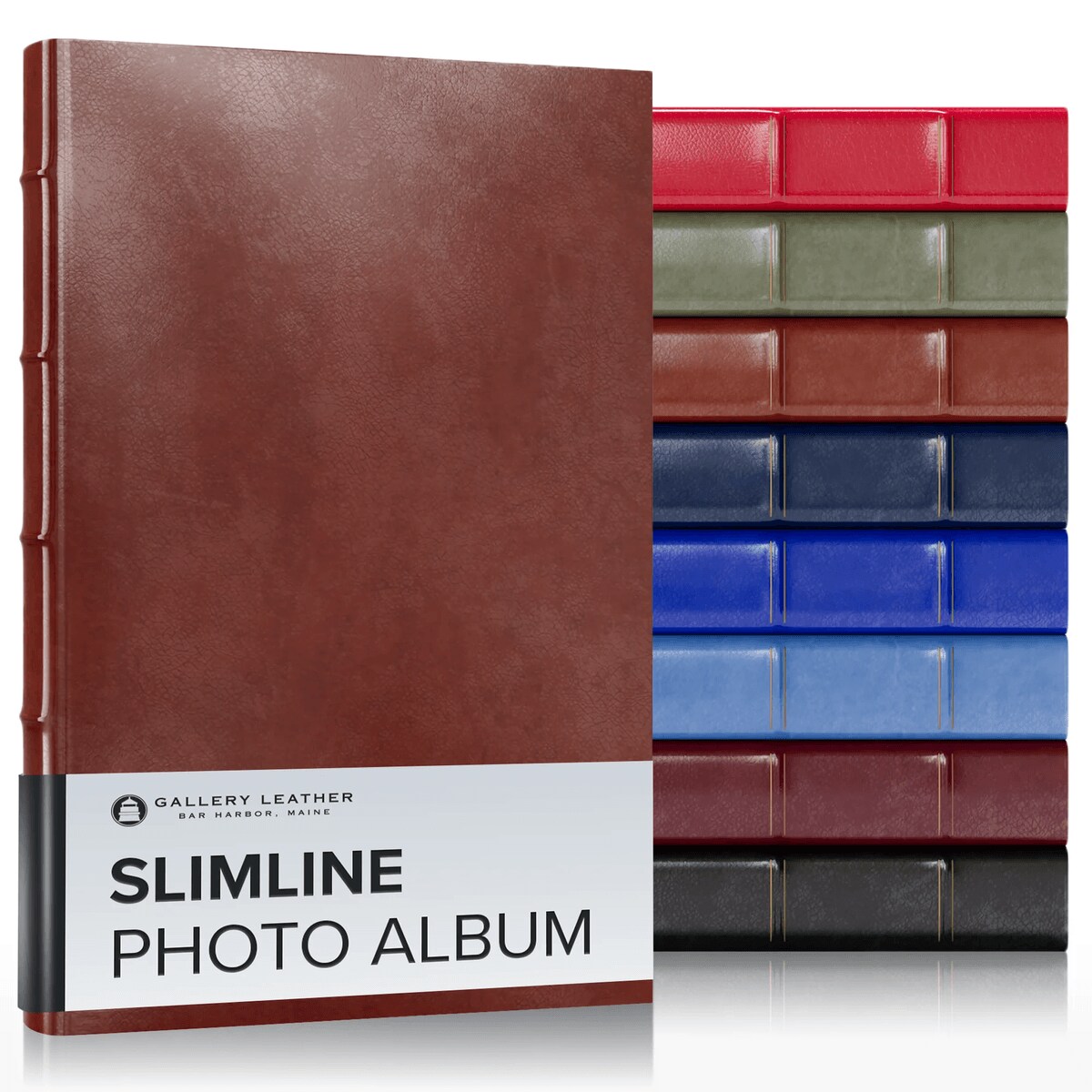 Gallery Leather Slimline Photo Album 4x6-3 Ring Binder, 60 Pages for 120 Photos, Fillable, Can Fit 4x6 Photos, Handcrafted - 11.75 x 8.0 "