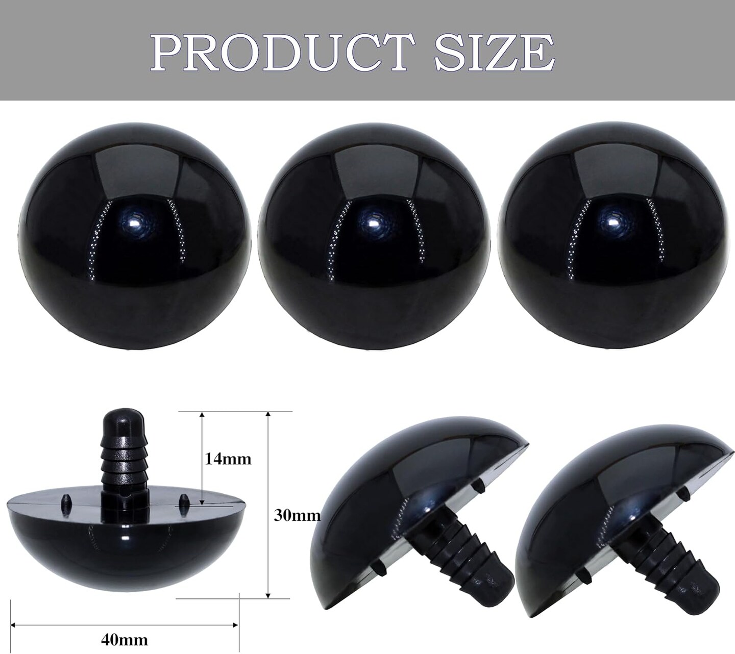 1Box(8Pcs) 40mm Extra Large Safety Eyes and Washers for Amigurumi Crochet