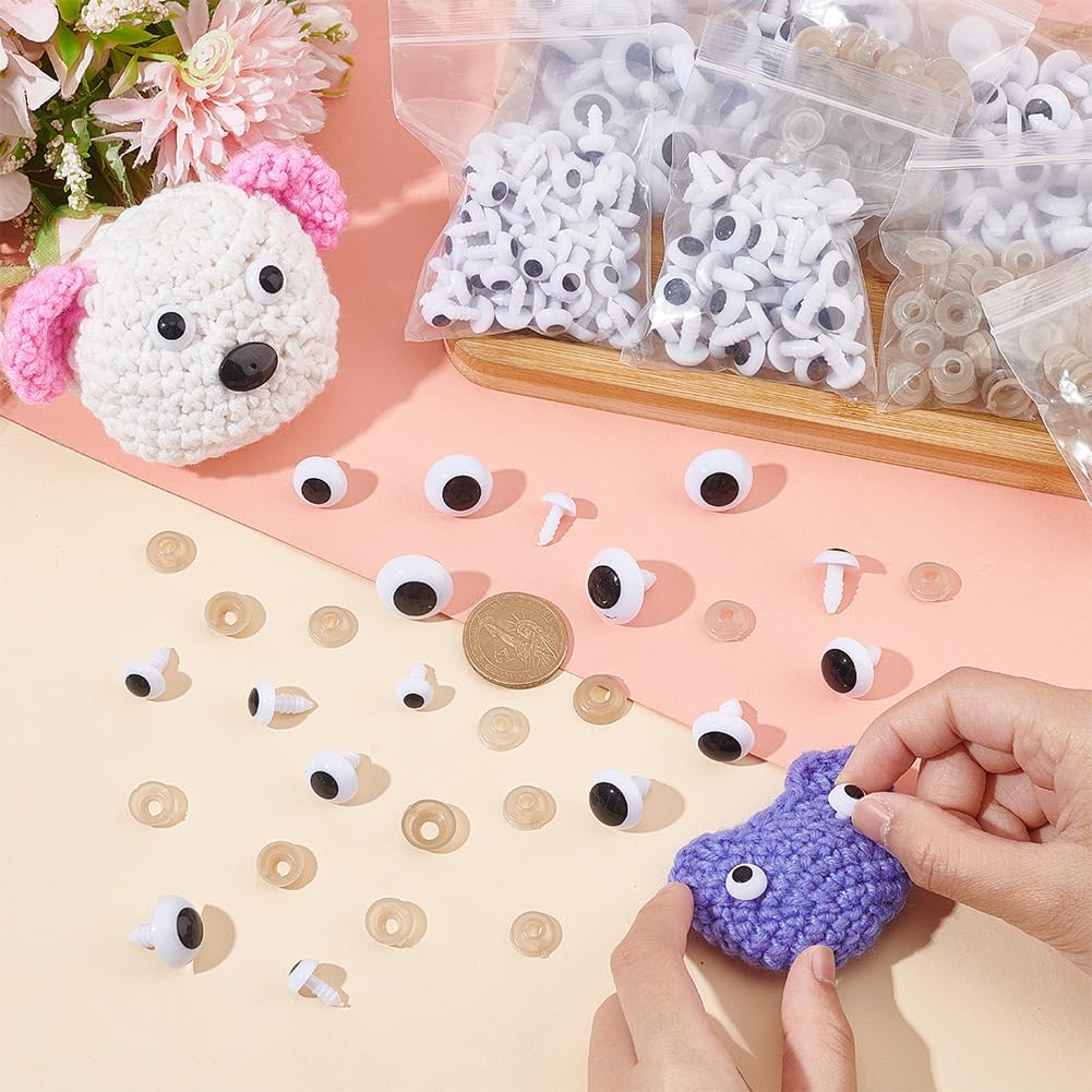 240 Sets Safety Eyes for Amigurumi, Crochet Dolls, and Plush Animals – 6 Sizes with Washers