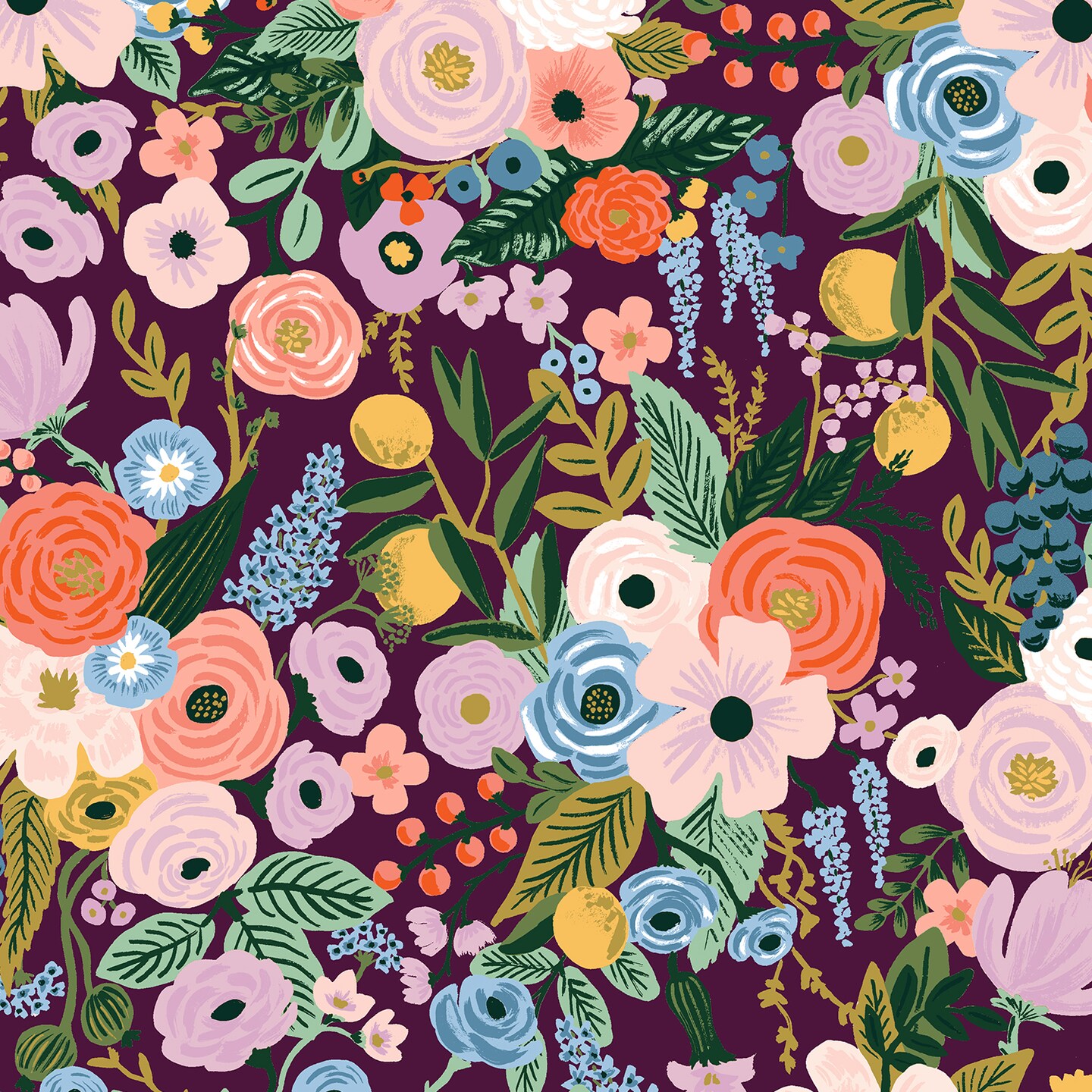 Garden Party in Burgundy (rp100-bu9) | Orchard | Rifle Paper Co | Cotton+Steel