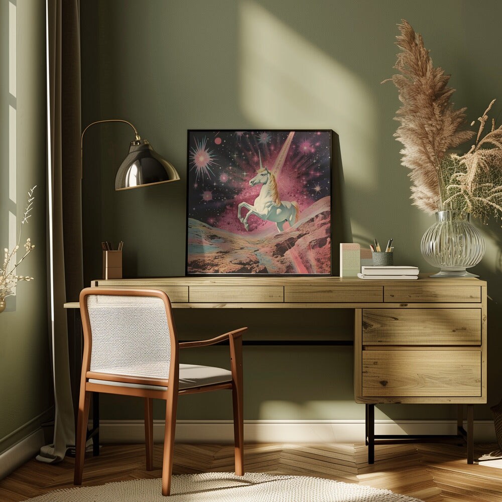Magic Unicorn Collage Art Square Canvas Art | Modern Home Wall Decor 24x24 Canvas - Corporate Office Art