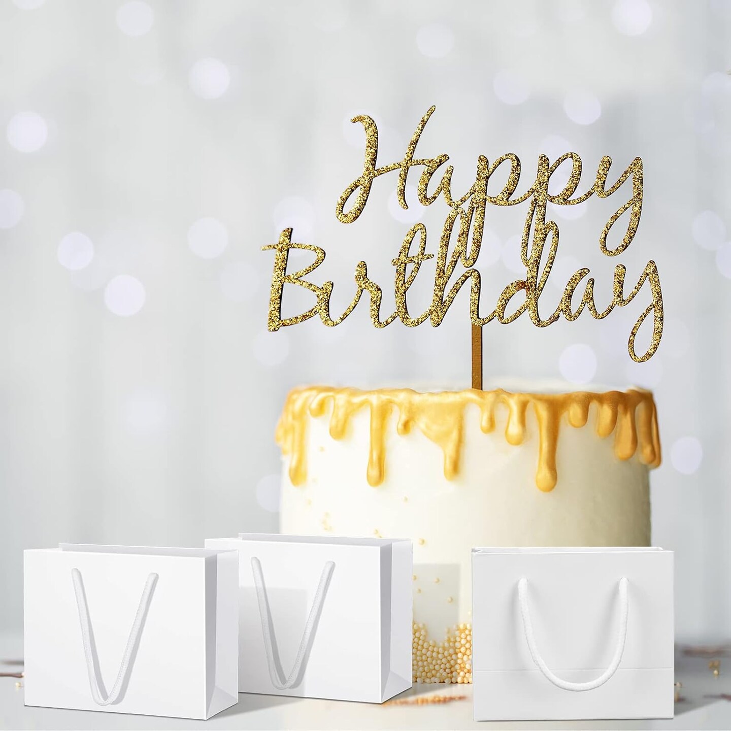 24 Pcs Extra Small Gift Bag Mini Gift Bags with Handle for Card Wedding Baby Shower Mother Favor Birthday Party Wrapping Supplies(4 x 5 x 2 Inch,White)