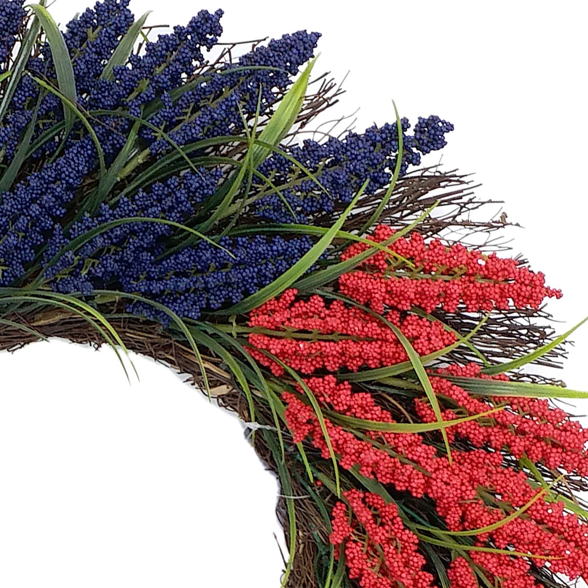22&#x22; Patriotic Red, White &#x26; Blue Wreath &#x2013; Americana Floral Door Decor for 4th of July
