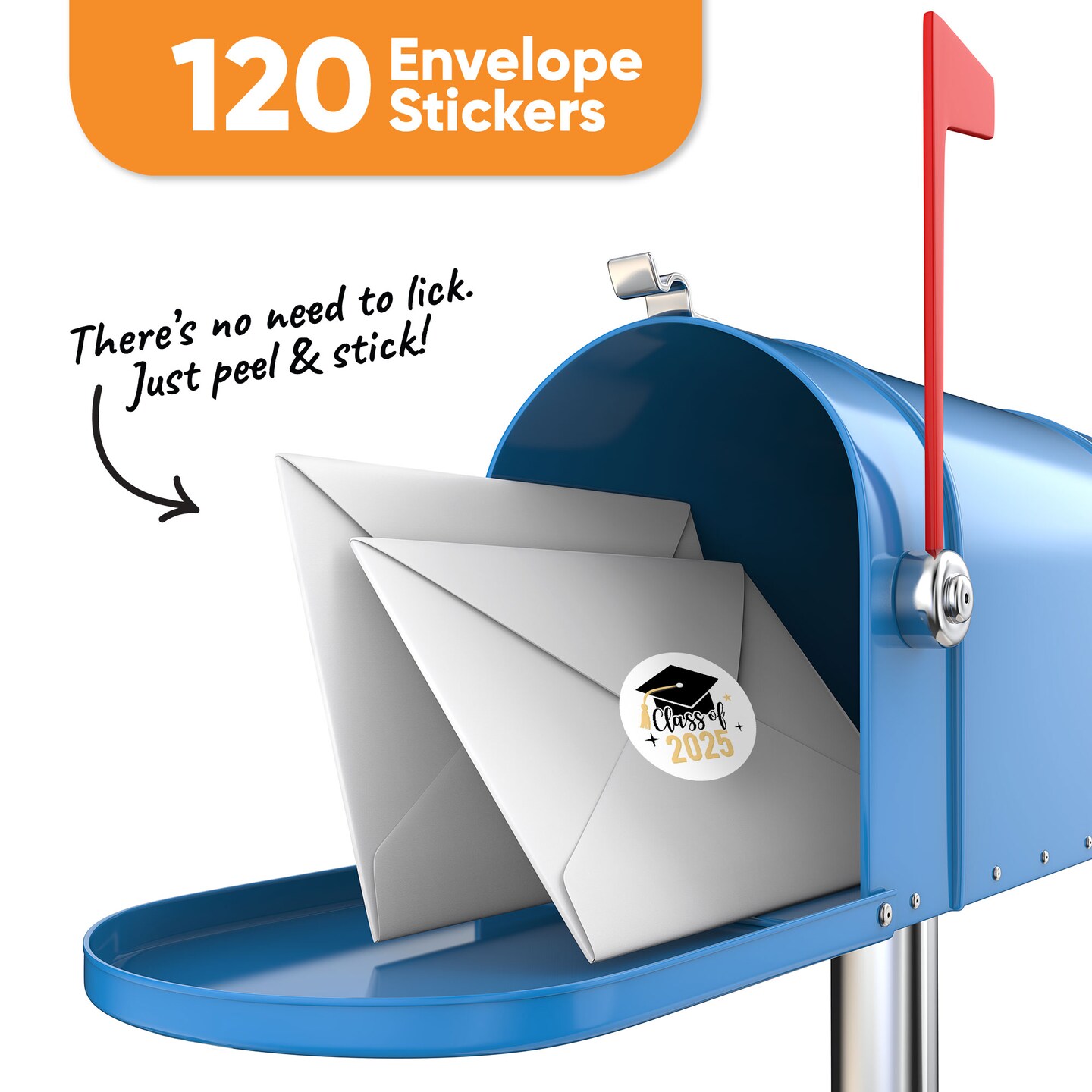 Big Dot of Happiness Class of 2025 Grad Party Envelope Seal Stickers, Round Circle Stickers to Seal Cards, Graduation Envelope Seals - 120 Count