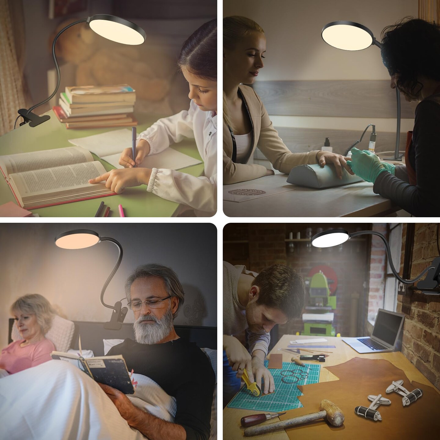 Reading Light with Remote, LED Desk Lamp Clip on [1H Timer &#x26; Nightlight] RA&#x3E;95 Dimmable Flexible Gooseneck, Reading Lamp with Clamp for Table - 3.5&#x27;&#x27; (Adapter Included)
