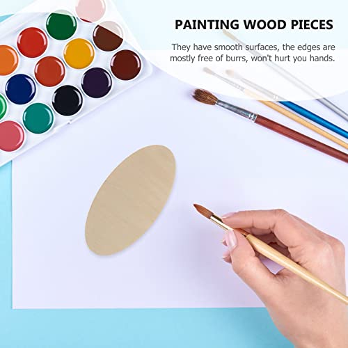 20pcs Unfinished Wood Cutouts - Oval &#x26; Round Shapes for DIY Crafts, Wedding, Christmas Ornaments &#x26; Gifts