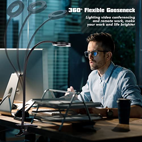 Yeegras Desk Magnifying Glass with Light 10x, Magnifer with 3 Light Color, 10 Adjustable Brightness, Flexible Gooseneck, Magnifying Lamp with Clamp for Craft, Diamond Painting, Soldering, Elderly