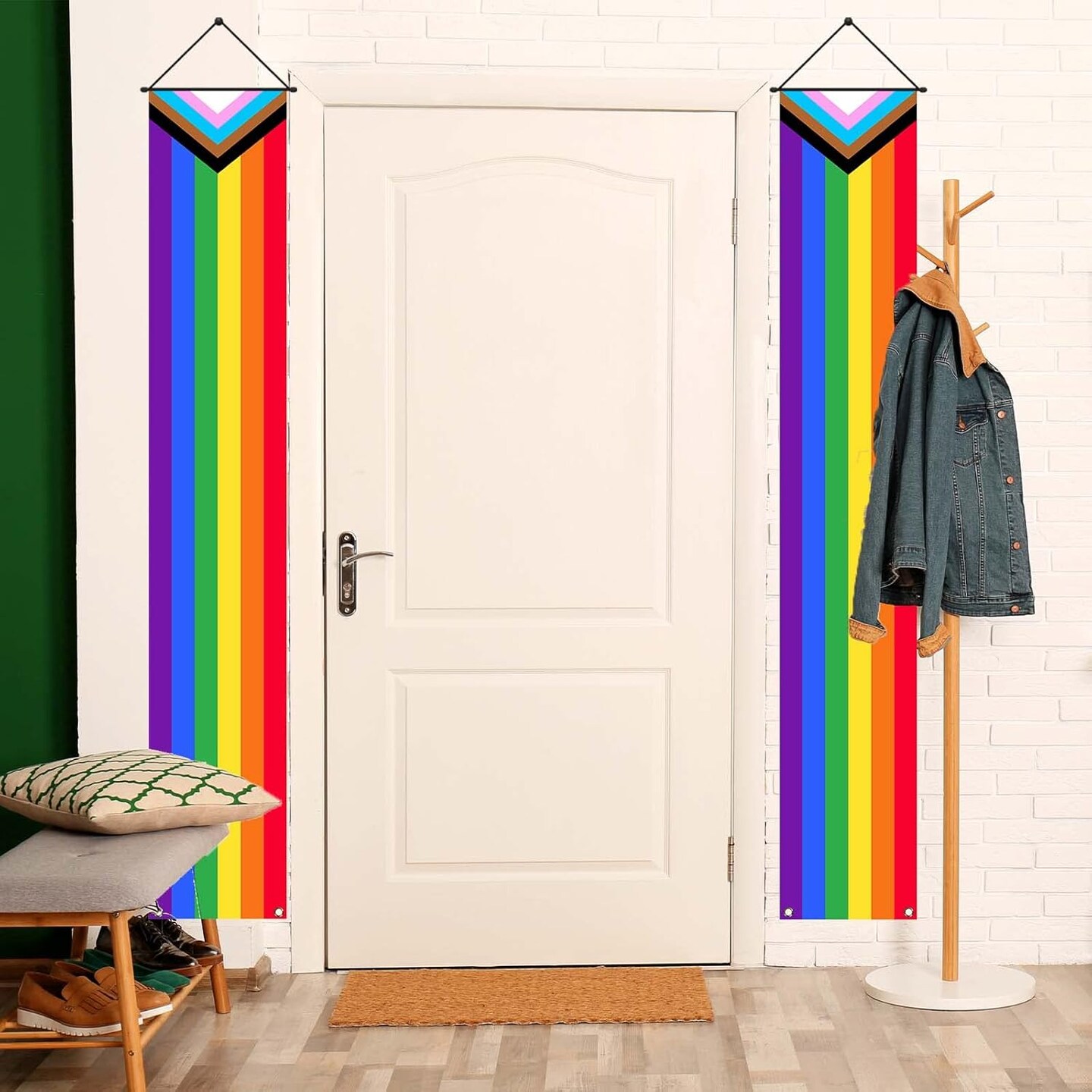 Pride Porch Banner Rainbow Gay Pride Decoration Outdoor Happy Pride Decorations Front Door Sign Wall Hanging LGBT Decoration for Home Office Party Favors and Supplies