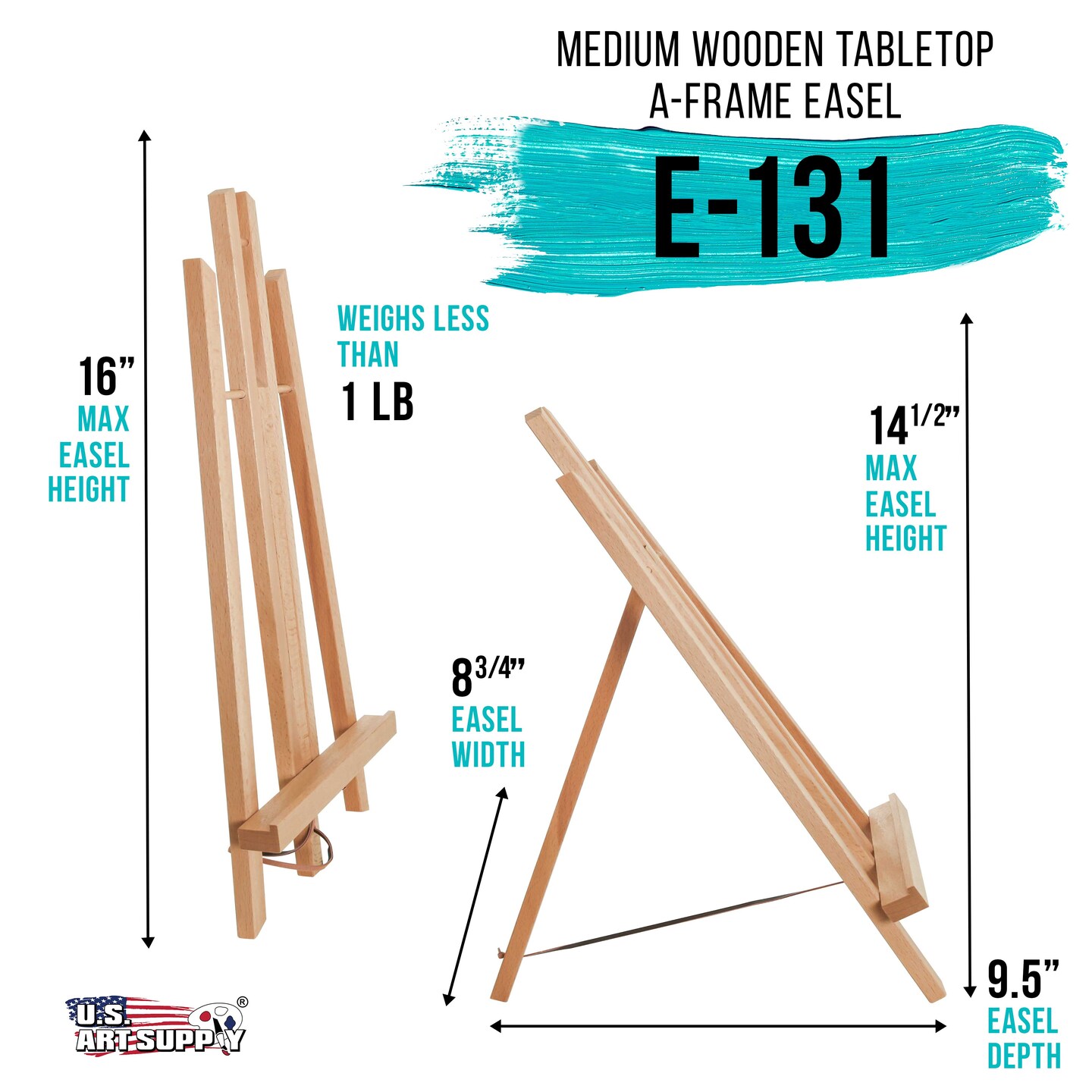 14&#x22; Medium Tabletop Display Stand A-Frame Artist Easel - Beechwood Tripod, Painting Party Easel, Portable Kids Students Classroom Table School Desktop