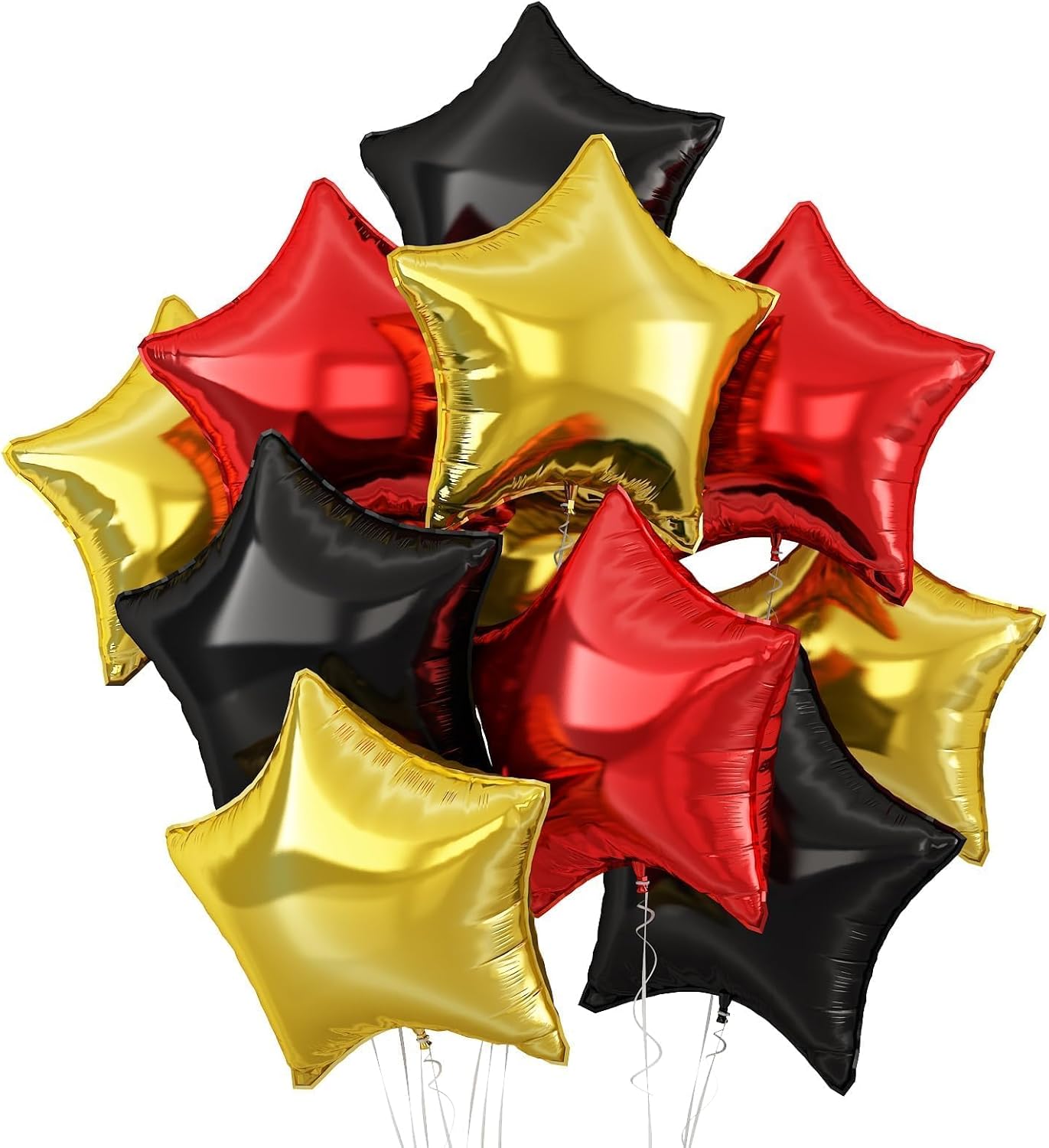 Black Gold Star Balloons,10Pcs Black Red Star Shaped Foil Balloons,18Inch Black Gold Helium Polyester Film Balloon for Graduation,Anniversary,Birthday Party Decorations