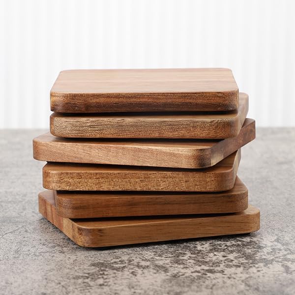 Acacia Wood Coasters Square 4 Inch