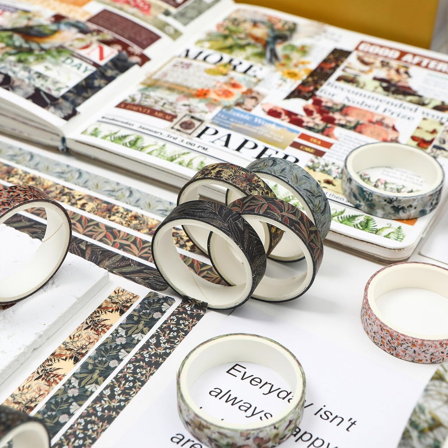 Flowers Washi Tape Set 60 Rolls Leaves Patterns - (Autumn)