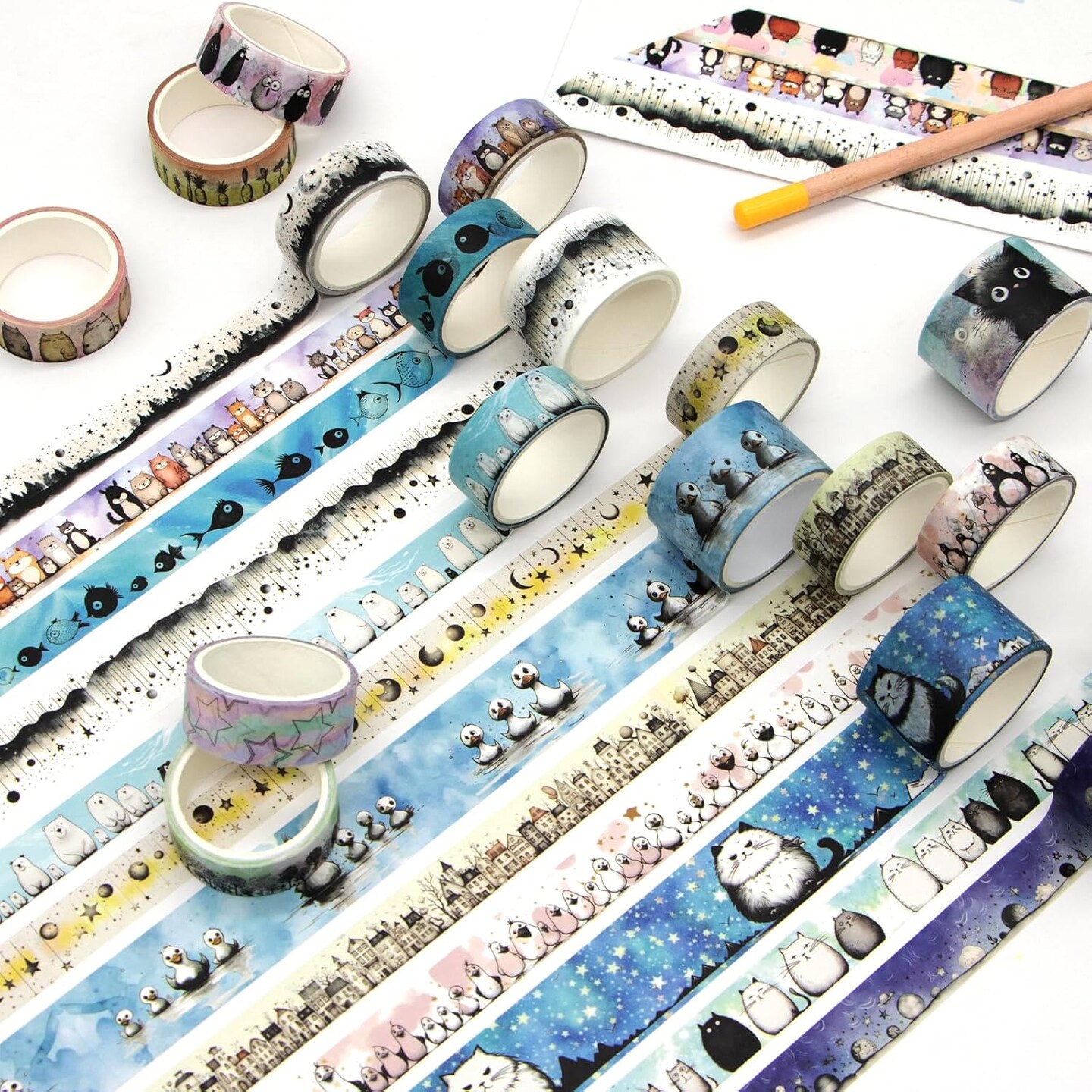 Cute Washi Tape Set - 24 Rolls Kawaii Animals