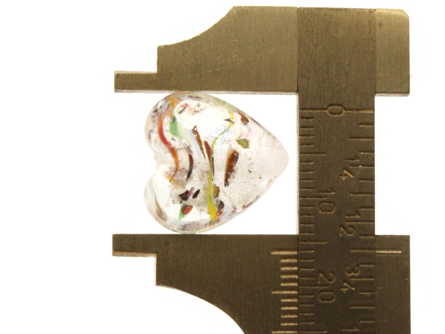 4 16mm Clear with Rainbow Inclusions Lampwork Glass Heart Beads