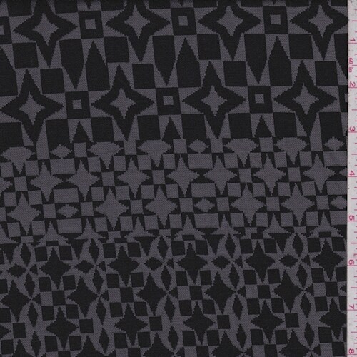 Nickel/Black Geo Jacquard Double Knit Fabric By the Yard