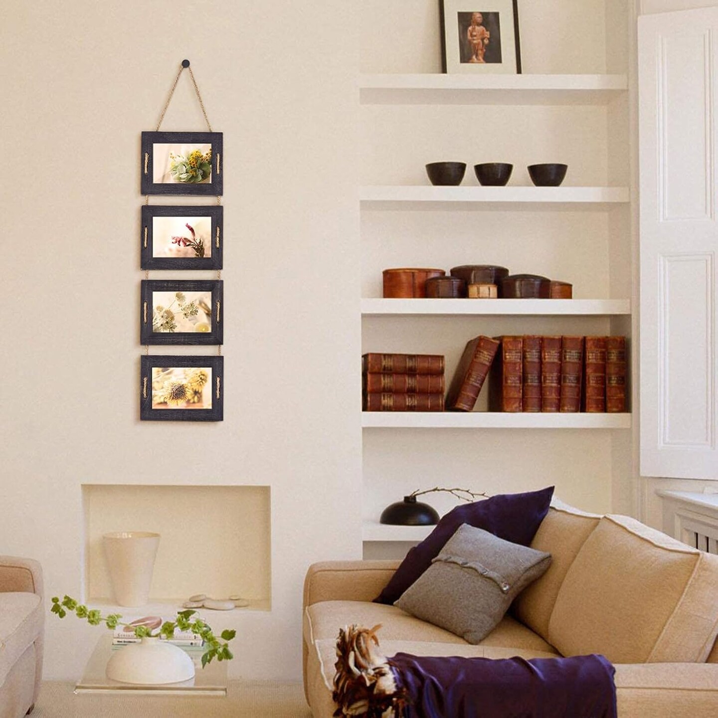 5x7 Hanging Picture Frames Collage Wall Decor, 4-Opening(Weathered Black)41.7&#x22;L x 9.4&#x22;W