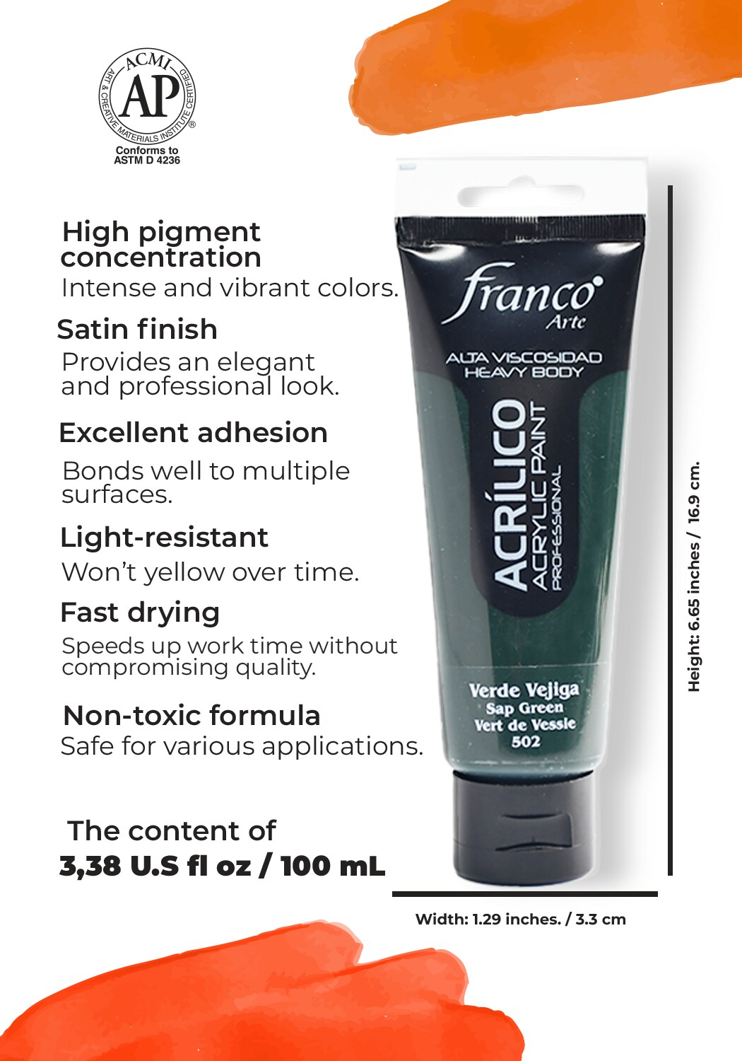 14502-100 Professional Acrylic Paint 3,38 U.S fl oz / Sap Green
