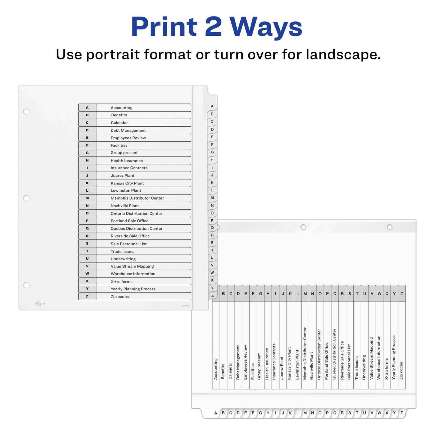 Avery Extra-Wide Dividers for 3 Ring Binders, 26 Tabs per Set, Customizable Table of Contents, Multicolor Tabs, Works Great with Sheet Protectors (11166)