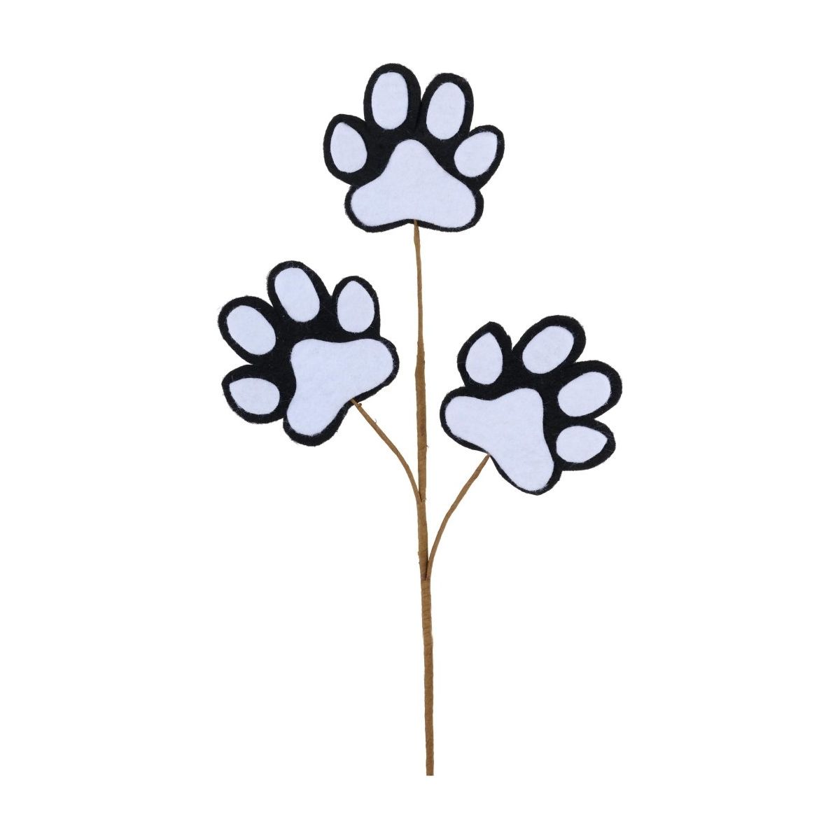 13.5&#x22; Felt Paw Print Spray: Black/White