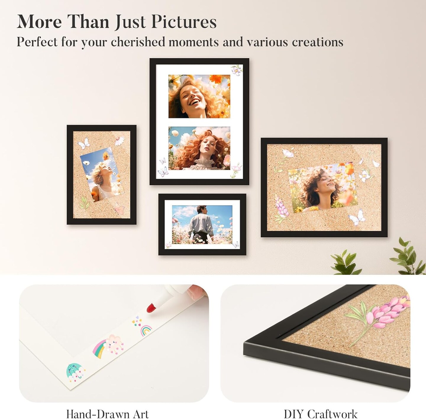 5x7 Picture Frame Set of 2,Display Pictures 4x6 with Mat or 5x7 Without Mat(Black)7"L x 5"W