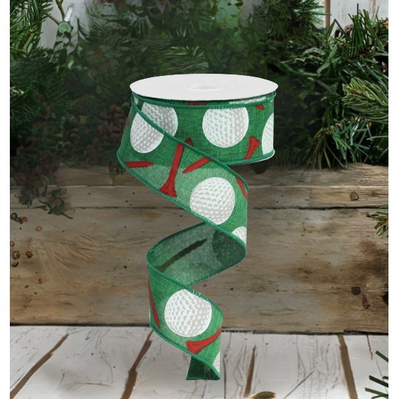 1.5&#x22; Royal Canvas Golf Balls &#x26; Tee Ribbon: Emerald Green (10 Yards)