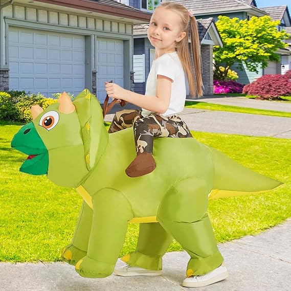 GOOSH Inflatable Kids and Adult Triceratops Costume Halloween Dinosaur Blow up